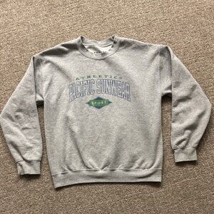 PacSun Gray Crewneck Sweater with Blue and Green Print